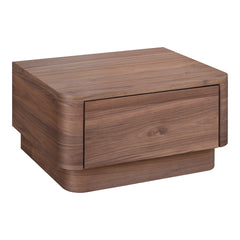 Round Small Nightstand Walnut