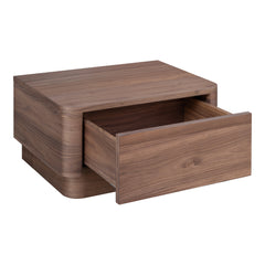 Round Small Nightstand Walnut
