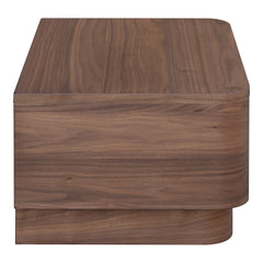 Round Small Nightstand Walnut