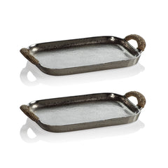 Praslin Raw Aluminum Trays, Set of 2